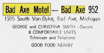 Bad Axe Motel - June 1958 Ad (newer photo)